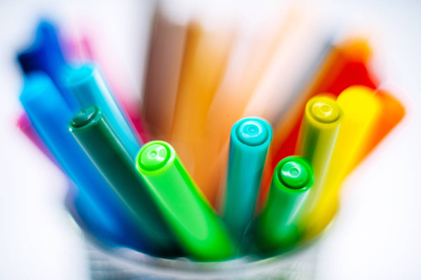 colored markers isolated on the white background - Foto, immagini