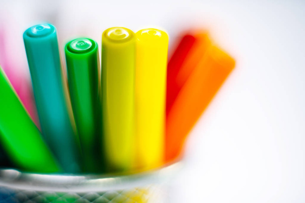 colored markers isolated on the white background - Φωτογραφία, εικόνα