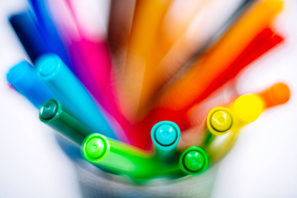 colored markers isolated on the white background - Foto, imagen