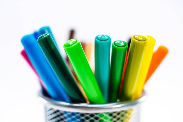 colored markers isolated on the white background - Photo, image