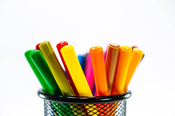 colored markers isolated on the white background - Photo, Image