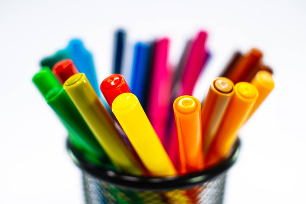 colored markers isolated on the white background - Photo, Image