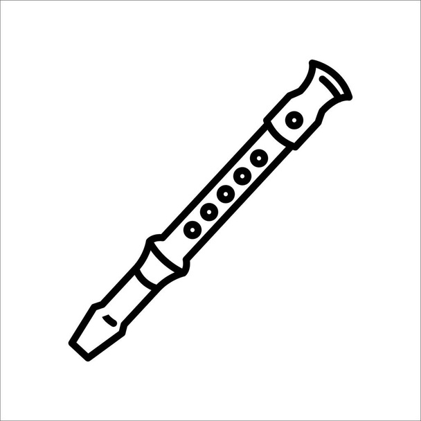 Vector illustratie concept van dwarsfluit muziekinstrument. Zwart op witte achtergrond - Vector, afbeelding
