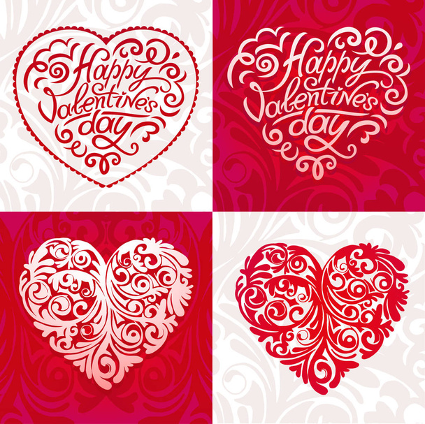 Joyeuse Saint-Valentin Lettrage typographique sur fond rose avec illustration vectorielle de coeur blanc
  - Vecteur, image