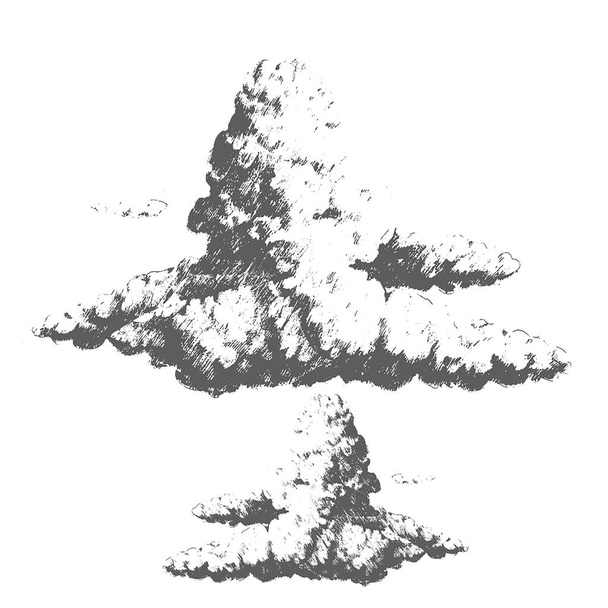 Vektor handgezeichnete Skizze abstrakter Wolken Illustration auf weißem Hintergrund - Vektor, Bild