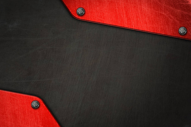 vörös és fekete króm fém és szénszálas háló. fém háttér és textúra. 3D-s illusztráció. - Fotó, kép