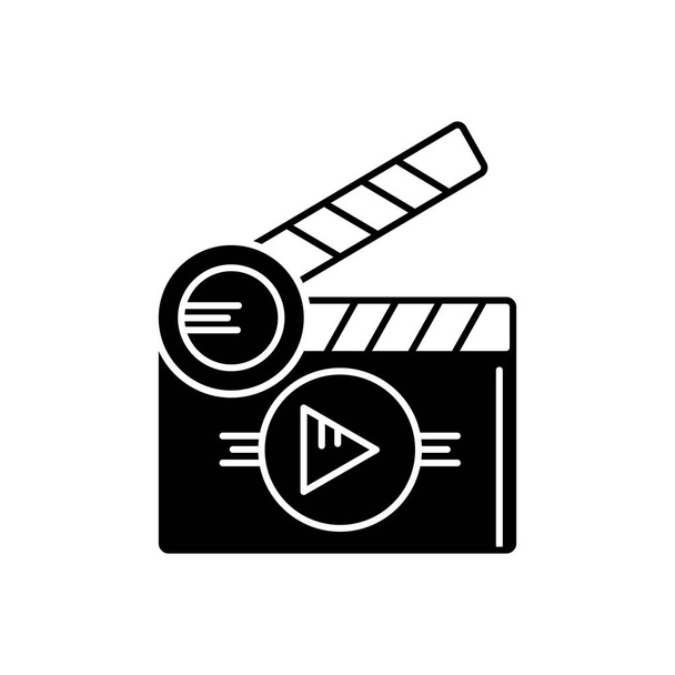 Solid black icon for Short films - Vector, Image