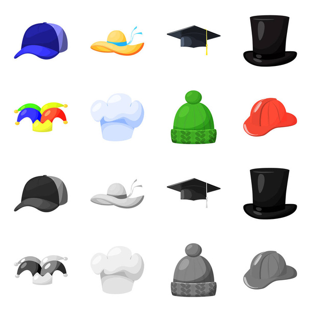 Isolated object of clothing and cap sign. Set of clothing and beret stock symbol for web. - ベクター画像