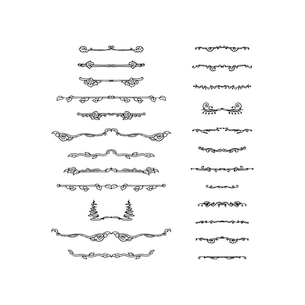Conjunto de divisores de texto decorativos. ilustração vetorial desenhada à mão sobre fundo branco
 - Vetor, Imagem