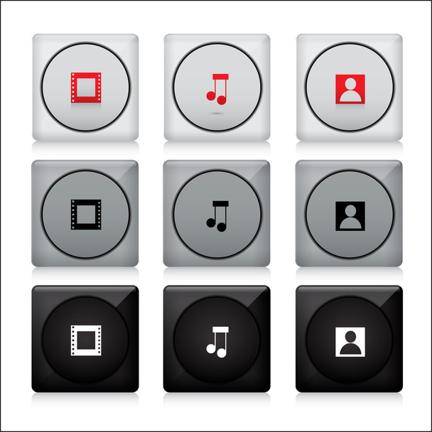Set of media buttons. - Vektor, Bild