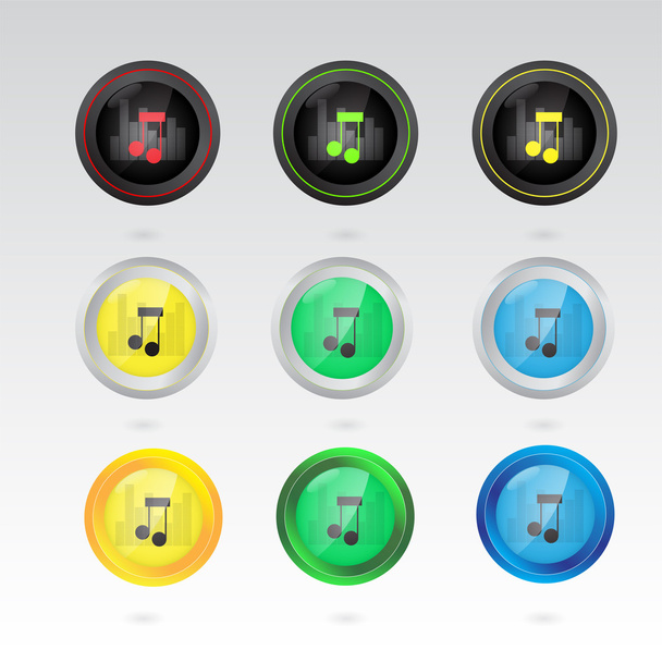 Music note button. Set of vector - Vecteur, image