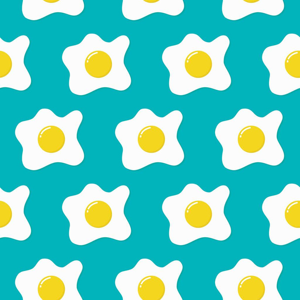 Colorful seamless pattern with fried egg. Vector backdrop with food. Decorative wallpaper, good for printing. - Vector, Image
