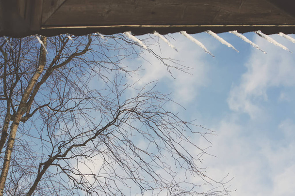 Icicles hanging on the roof - Photo, Image