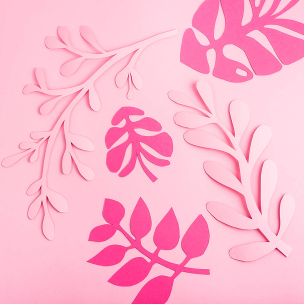 Bright pink leaves of paper on light pink - Zdjęcie, obraz
