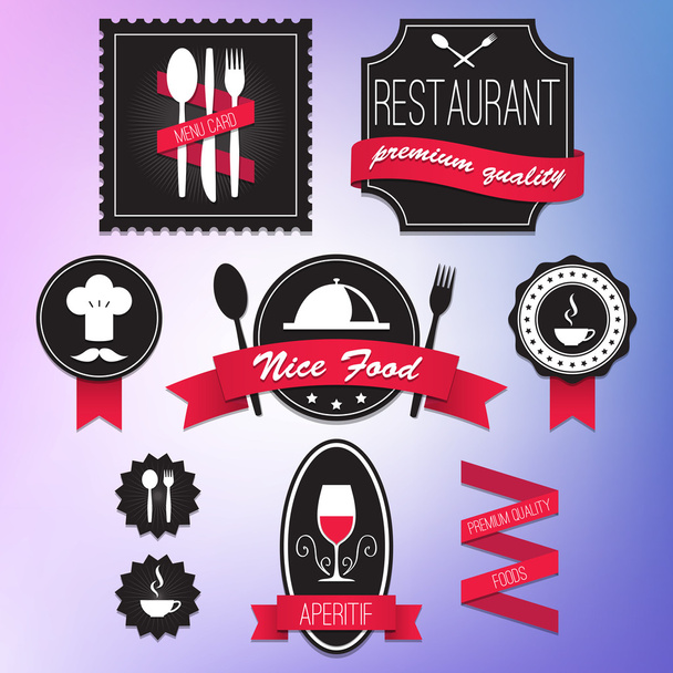 Collection d'étiquettes vintage rétro restaurant illustration vectorielle
 - Vecteur, image
