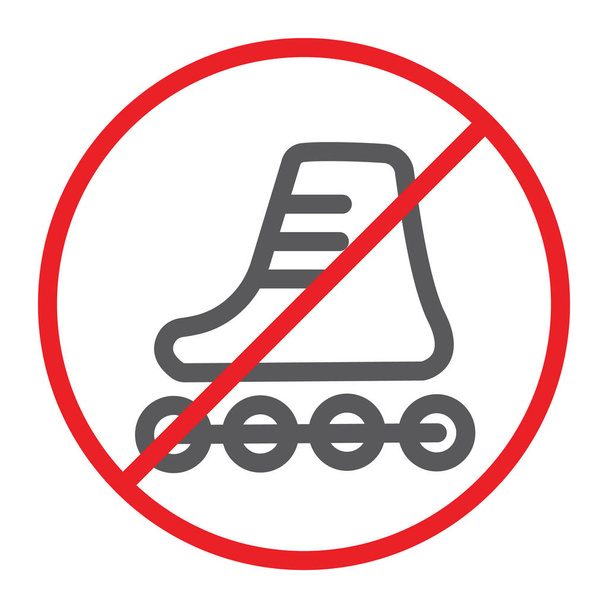 No roller skates line icon, prohibited and regulation, no skating sign, vector graphics, a linear pattern on a white background. - Vector, Image
