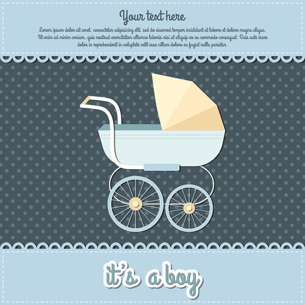 Baby boy arrival announcement card vector illustration - Vector, Image