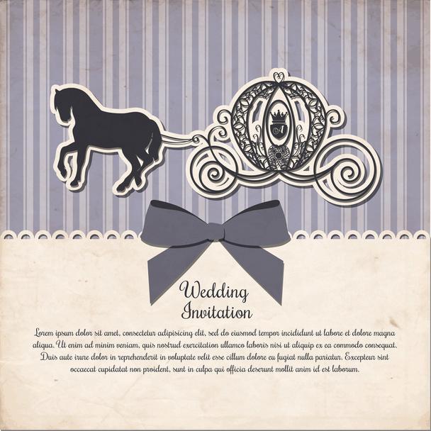 Vintage horse carriage invitation template vector illustration - Vector, Image