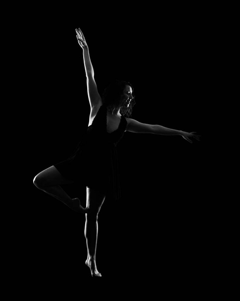 Girl ballet dancer on black background - Photo, Image