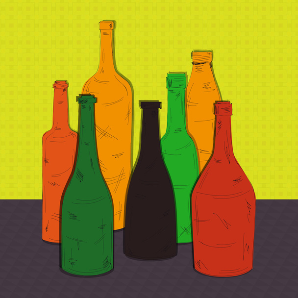 Colorful bottles vector illustration - Vector, Image