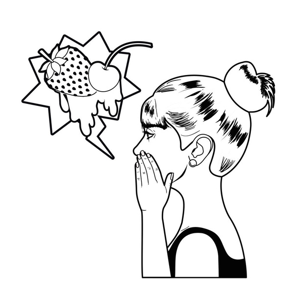 mulher contando um segredo com bolha de fala
 - Vetor, Imagem