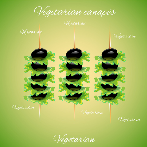 stijlvolle canapeetjes cocktail olijven. vectorillustratie - Vector, afbeelding