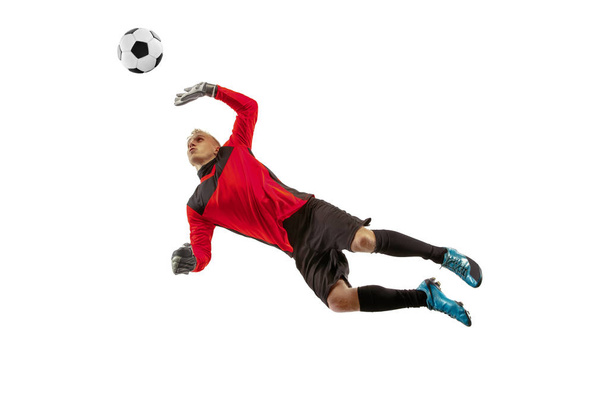 One soccer player goalkeeper man catching ball - Photo, Image