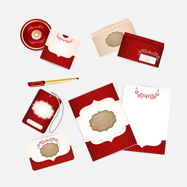 Red corporate identity template. - Vector, Image