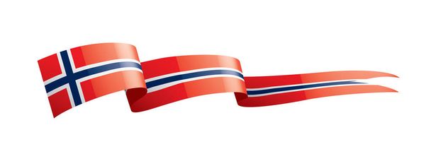 Norveç bayrağı, beyaz bir arka plan üzerinde vektör çizim - Vektör, Görsel
