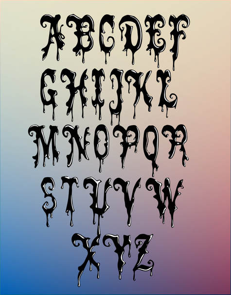 Black wax alphabet vector illustration - Vector, Image