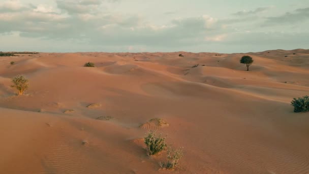 Letecký pohled na písečných dun v poušti v Abú Dhabí, Spojené arabské emiráty - Záběry, video