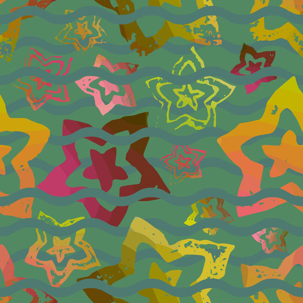 Безшовний візерунок з текстурованими квітами
 - Вектор, зображення