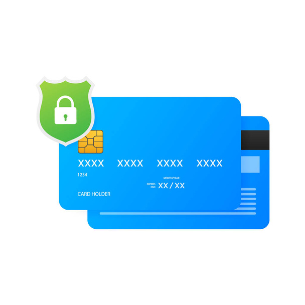 Transacção segura de cartão de crédito. Conceitos de proteção de pagamento, pagamento seguro. Ilustração vetorial
. - Vetor, Imagem