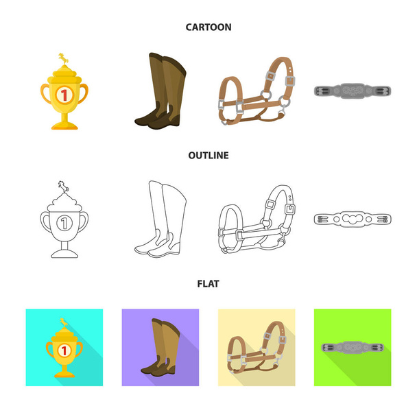 Vector illustration of equipment and riding symbol. Set of equipment and competition vector icon for stock. - Vektor, Bild