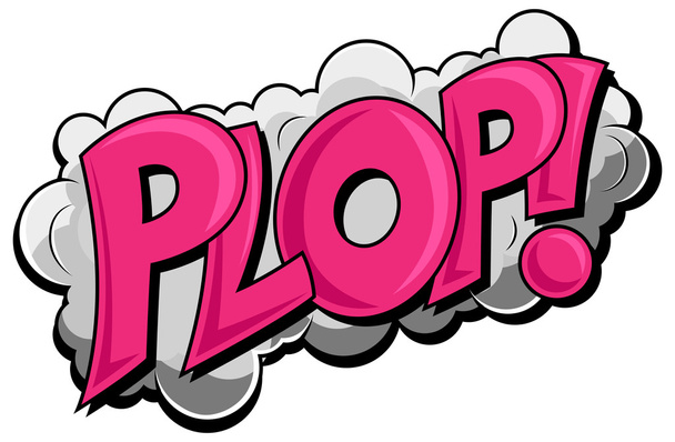 Plop - Texto vetorial de expressão em nuvem cômica
 - Vetor, Imagem
