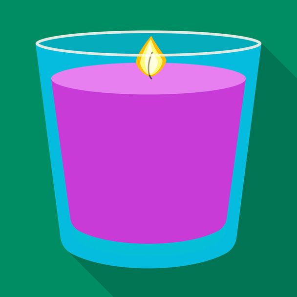 Vector illustration of candle and glass symbol. Collection of candle and romantic stock vector illustration. - Vetor, Imagem