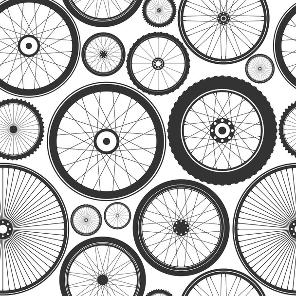 Велосипедное колесо безseamless узор. Велосипедная резиновая горная шина, клапан. Озил, МТБ, маунтенбайк. Векторная иллюстрация
. - Вектор,изображение