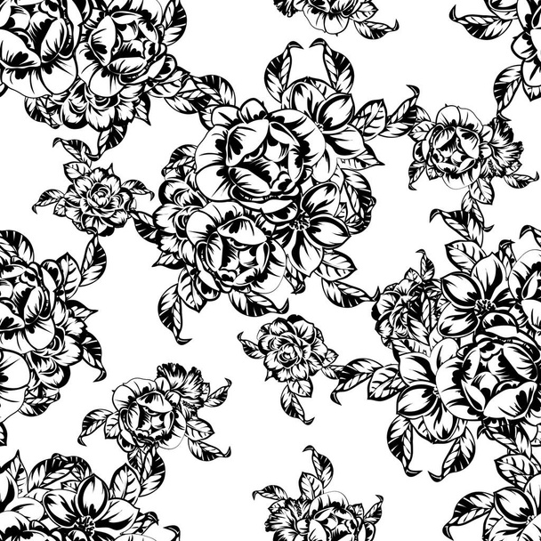 vector illustration of vintage flowers pattern backdrop - Vecteur, image