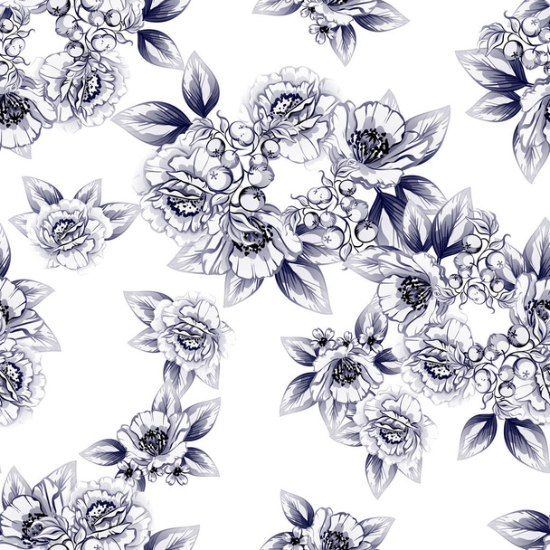 vector illustration of vintage flowers pattern background - ベクター画像