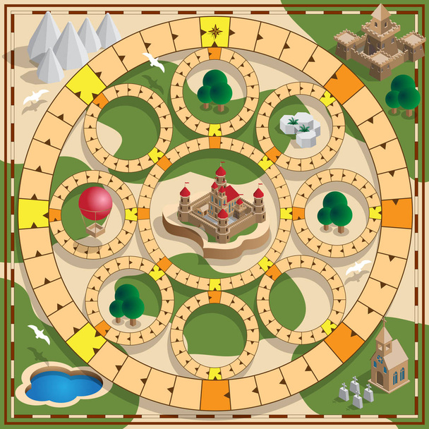 Board game of the medieval theme. Vector design for app game user interface. - Vektör, Görsel