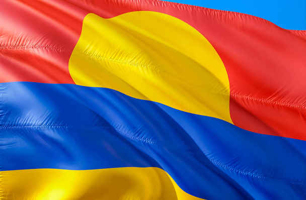 Palmyra-atol vlag. 3D zwaaien Usa vlag ontwerpen. De nationale ons symbool van Palmyra-atol staat, 3D-rendering. Nationale kleuren en nationale vlag van Palmyra-atol voor een achtergrond. Amerikaanse stat - Foto, afbeelding