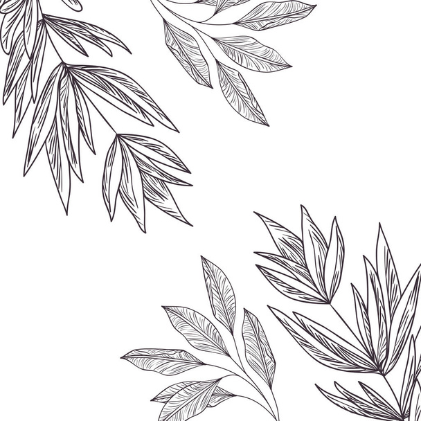 pattern flowers and leafs isolated icon - Vector, Image