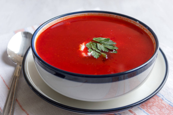 Traditional red beet soup - borsch. Vegetarian Food - Fotoğraf, Görsel