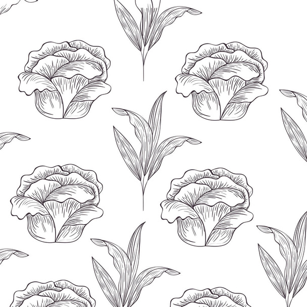 patrón flores y hojas icono aislado
 - Vector, imagen