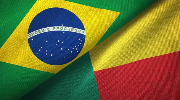 Brezilya ve Benin iki katlanmış bayrak  - Fotoğraf, Görsel