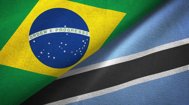 Βραζιλία και Μποτσουάνα δύο διπλωμένες σημαίες μαζί  - Φωτογραφία, εικόνα
