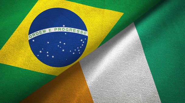 Brezilya ve Fildişi Fildişi Sahili. İki bayrak bir arada.  - Fotoğraf, Görsel