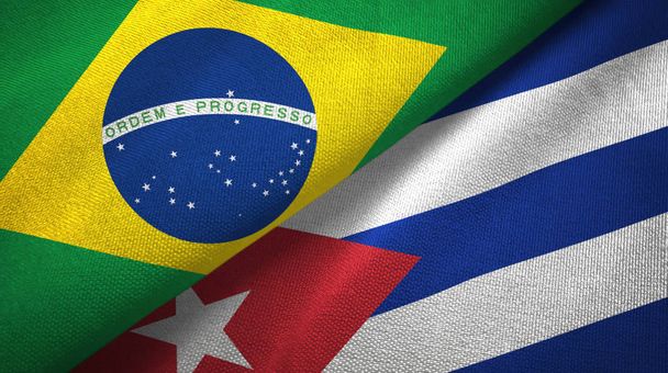 Brezilya ve Küba bayrakları bir arada - Fotoğraf, Görsel