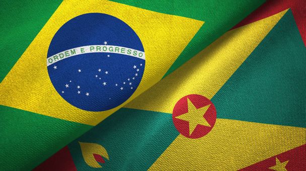 Brezilya ve Grenada iki katlanmış bayrak - Fotoğraf, Görsel