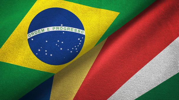 Brésil et Seychelles deux drapeaux pliés ensemble - Photo, image
